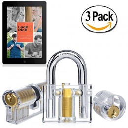 Deluxe Transparent Practice Lock Set with E-Book - 3 Clear Training Cutaway L...