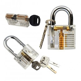 YuliTech Locks, Transparent Cutaway Crystal Pin Tumbler Keyed Padlock, Cylind...